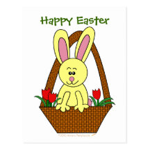 Glücklicher Cartoon-Osterhase Ostern niedlicher in Postkarten