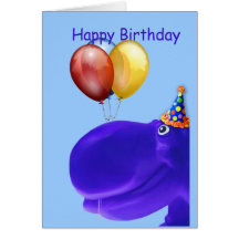 Glücklicher Flusspferd-Blau-Geburtstag Karte