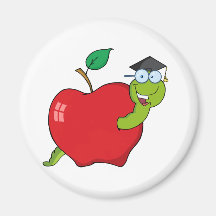 Glücklicher graduierter Wurm in Apple Kühlschrankmagnet