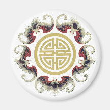Glücklicher Langlebigkeits-Chinese-Charme Kühlschrankmagnete