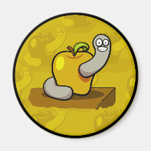 Glücklicher Wurm in gelbem Apple Kühlschrankmagnete