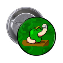 Glücklicher Wurm in grünem Apple Button