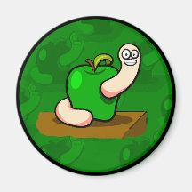 Glücklicher Wurm in grünem Apple Kühlschrankmagnet