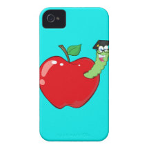 Glücklicher Wurm in rotem Apple iPhone 4 Hülle