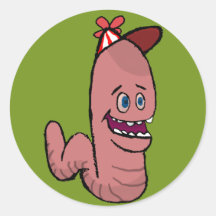 Glücklicher Wurm Runder Sticker
