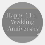 Glückliches 11. Hochzeitstag-Stahl Aufkleber