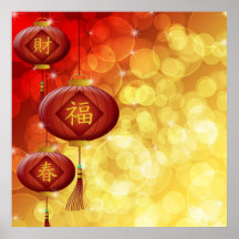 Glückliches Chinesisches Neujahrsfest mit Laternen Plakat