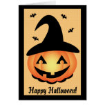 Glückliches Halloween - Kürbis-Hexe Karten