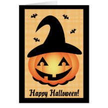 Glückliches Halloween - Kürbis-Hexe Karten