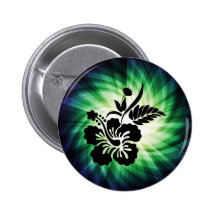 Glühende hawaiische Blumen Anstecknadelbutton