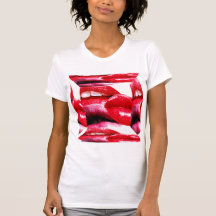 Glühende Lippenstift-Lippen Hemd