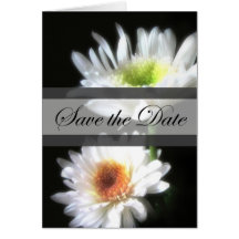 Glühende weiße Chrysanthemen 3 Save the Date Weddi Grußkarte
