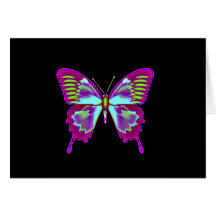 Glühender Schmetterling auf schwarzem Hintergrund Grußkarte