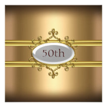 Gold50. Geburtstags-Jahrestag Individuelle Einladung