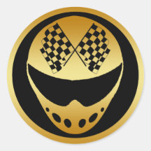 GOLD, DAS STURZHELM MIT ZIELFLAGGEN LÄUFT STICKERS
