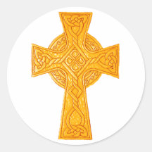 Gold des keltischen Kreuz-3 Runder Aufkleber