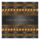 Gold perlt Leopard-Mädchen-18. Geburtstags-Party Personalisierte Ankündigungskarte