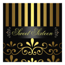 Gold/schwarze Einladung des Streifen-u. Strudel-Bo