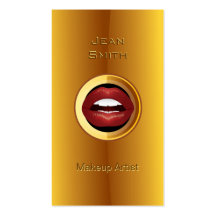 Gold überzogene rote LippenMaskenbildner-Visitenka