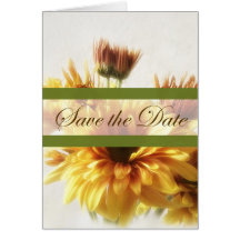 Gold-und Brown-Chrysanthemen 1 Save the Date Wedd Grußkarten