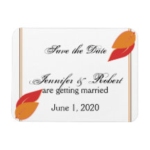 Gold und Rost-Fall-Blatt, das Save the Date Weddin Vinyl Magnet
