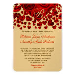 Gold und rote Herz-Rosen, die Einladung Wedding si