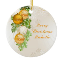 Gold-und weißes Weihnachtsbälle ornaments