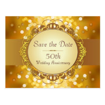 GoldBokeh Save the Date 50. Jahrestag Postkarten