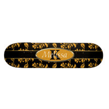 Golddamast auf schwarzem Monogramm Individuelles Skateboard