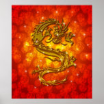 Golddrache-glückliches Neujahrsfest-Plakat