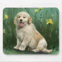 Golden retriever-Hündchen, das Mousepad malt