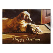 Golden retriever und Katzen-Weihnachtskarte