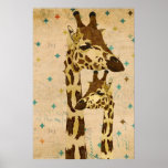 Goldene Bronzegiraffen-Retro Kunst-Plakat