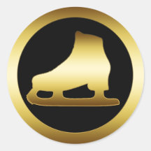 GOLDENE EIS-SKATE RUNDER STICKER