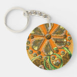 Goldene Herzen u. Blume, künstlerisches Keychain
