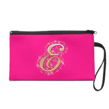 Goldene Initiale E - rosa Wristlet