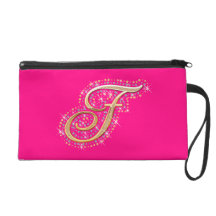 Goldene Initiale F - rosa Wristlet