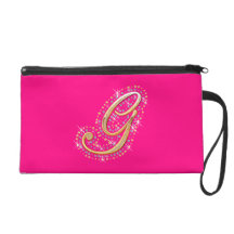 Goldene Initiale G - rosa Wristlet
