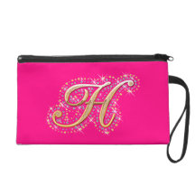 Goldene Initiale H - rosa Wristlet