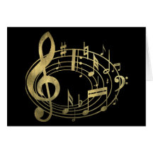 Goldene musikalische Anmerkungen in der ovalen For Grußkarte