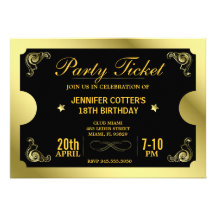 Goldene Party-Karte Personalisierte Ankündigung