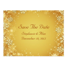 Goldene Schneeflocke-Save the Date Postkarte