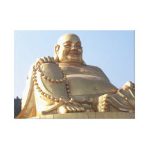 Goldener Budai Statue-Leinwand-Druck Gespannte Galerie Drucke