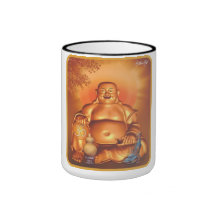 Goldener glücklicher glücklicher Buddha Tee Tasse