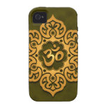 Goldener grüner BlumenOm-Entwurf Case-Mate iPhone 4 Cover