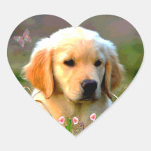 Goldener Labrador Welpe Austins Herzaufkleber