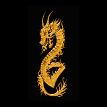 Goldener orientalischer Drache 02 (recht) poster