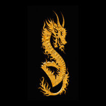 Goldener orientalischer Drache 02 (verlassen) poster