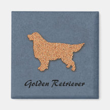"Goldener Retriever-Silhouette auf Blau " Kühlschrankmagnete