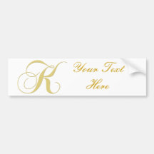 Goldener Single des Monogramm-Buchstabe-K Autoaufkleber
